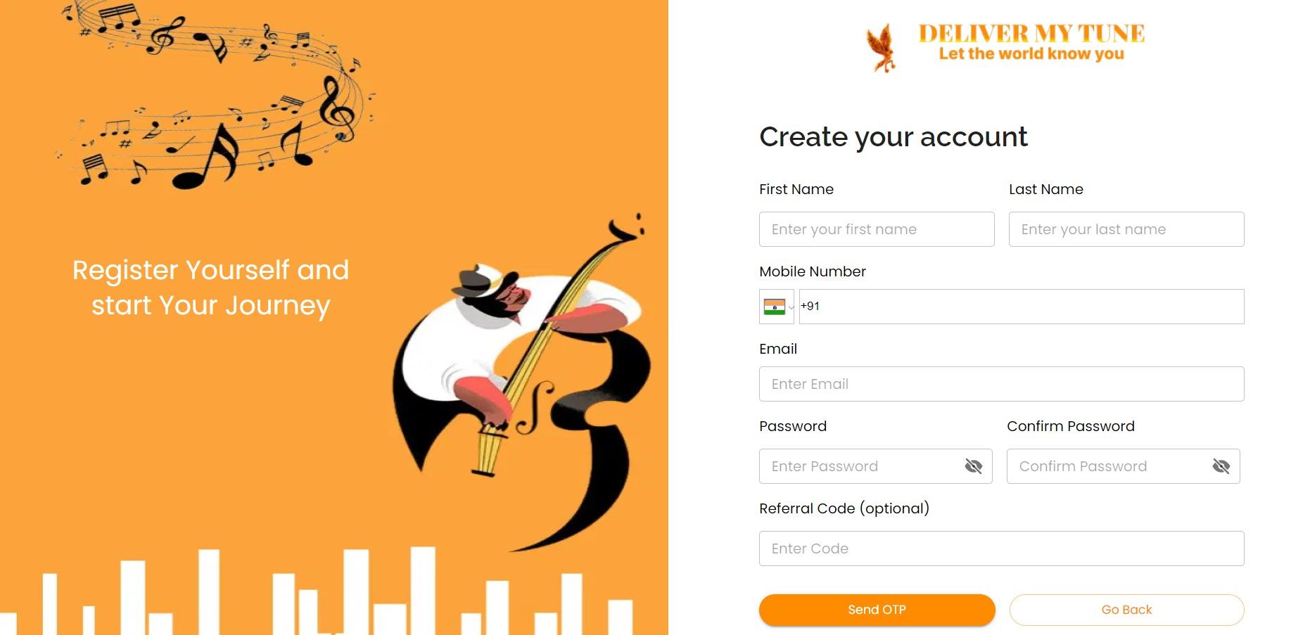 Deliver My Tune Guide for Signup in Hindi