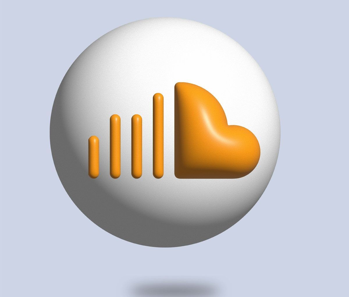 a white ball with an orange heart onsouncloud go for music it