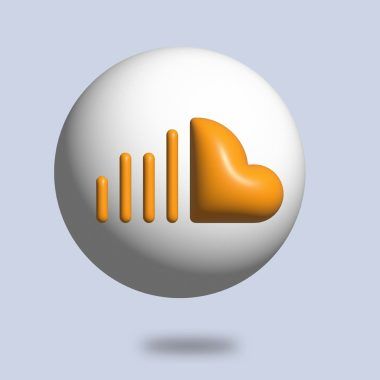 a white ball with an orange heart onsouncloud go for music it