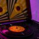 a record player sitting on top of a table